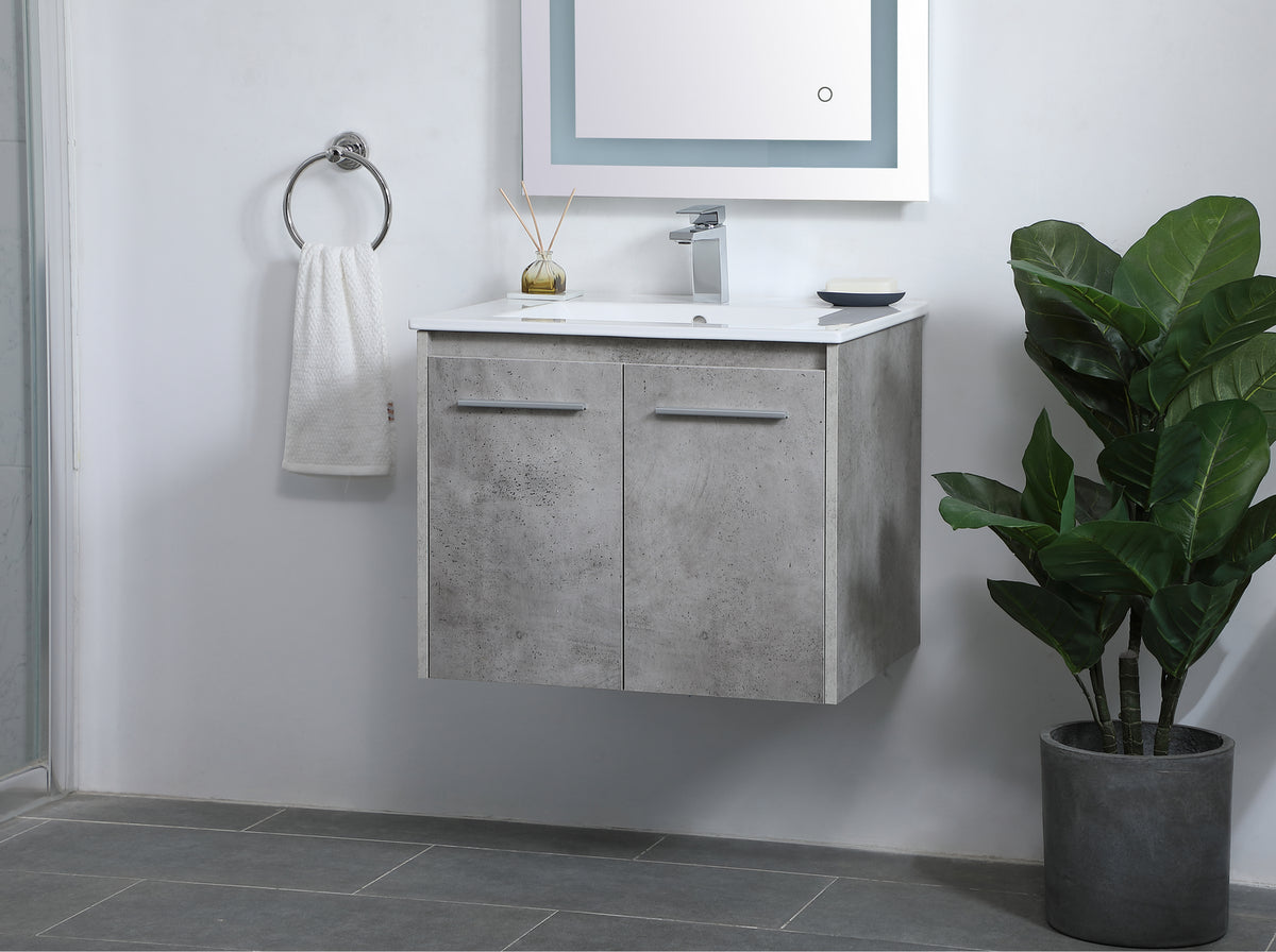 Elegant Lighting - VF44024CG - Single Bathroom Floating Vanity - Rasina - Concrete Grey