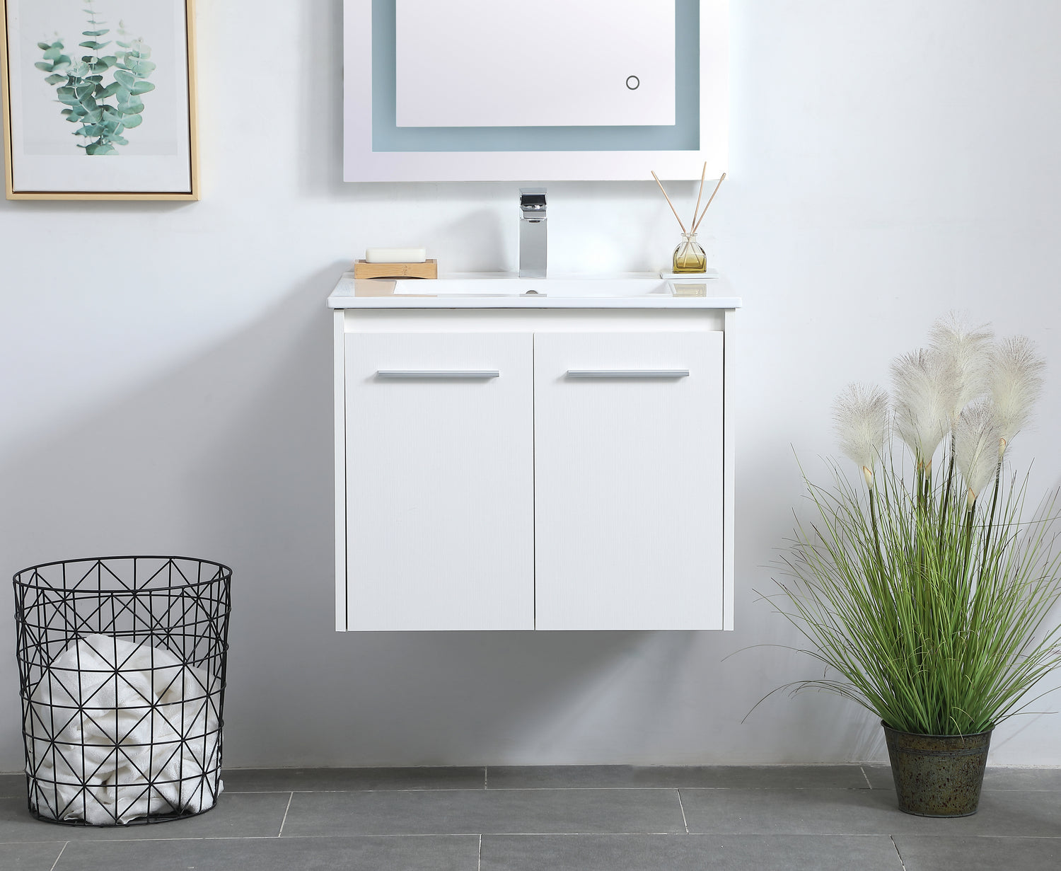 Elegant Lighting - VF44024WH - Single Bathroom Floating Vanity - Rasina - White