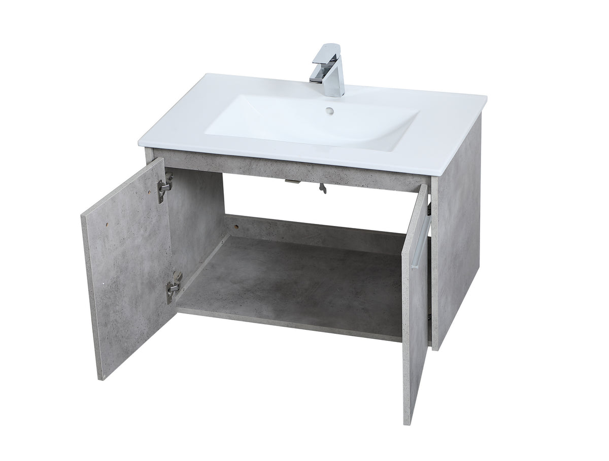 Elegant Lighting - VF44030CG - Single Bathroom Floating Vanity - Rasina - Concrete Grey