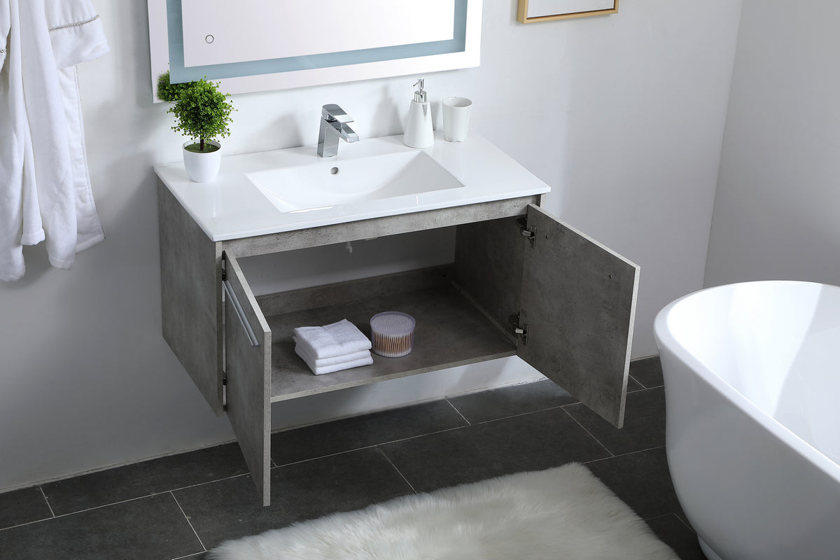 Elegant Lighting - VF44036CG - Single Bathroom Floating Vanity - Rasina - Concrete Grey