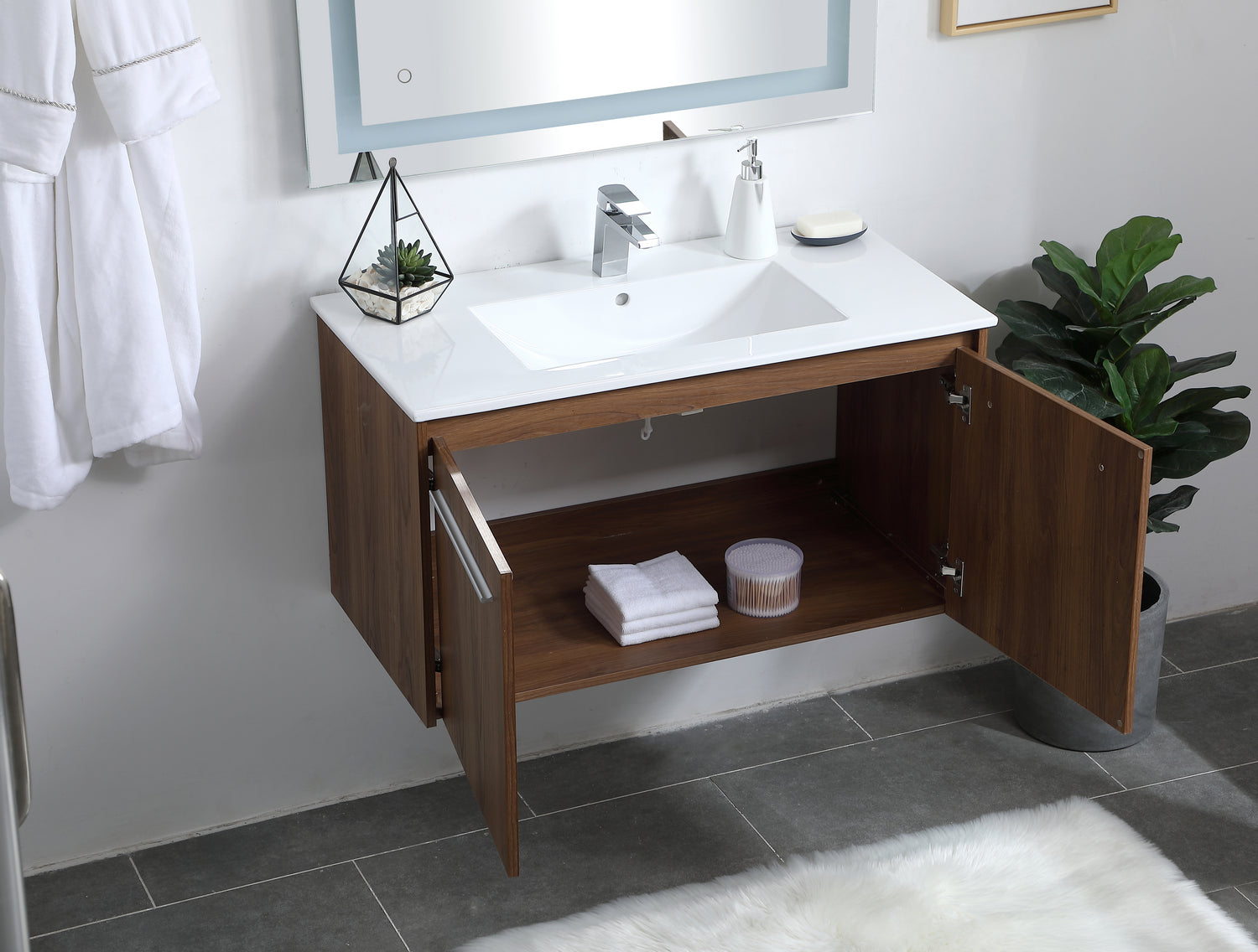 Elegant Lighting - VF44036WB - Single Bathroom Floating Vanity - Rasina - Walnut Brown