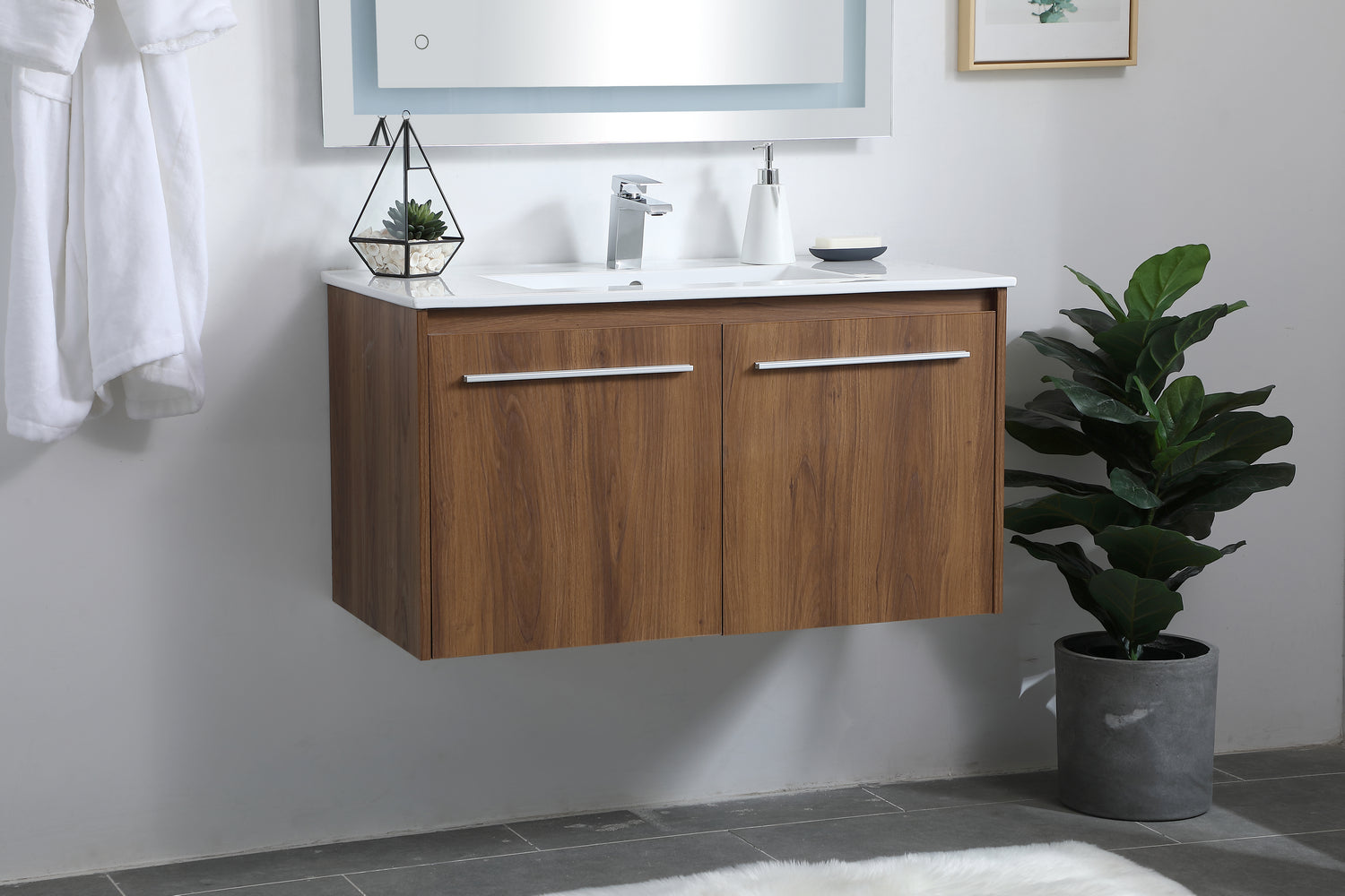 Elegant Lighting - VF44036WB - Single Bathroom Floating Vanity - Rasina - Walnut Brown