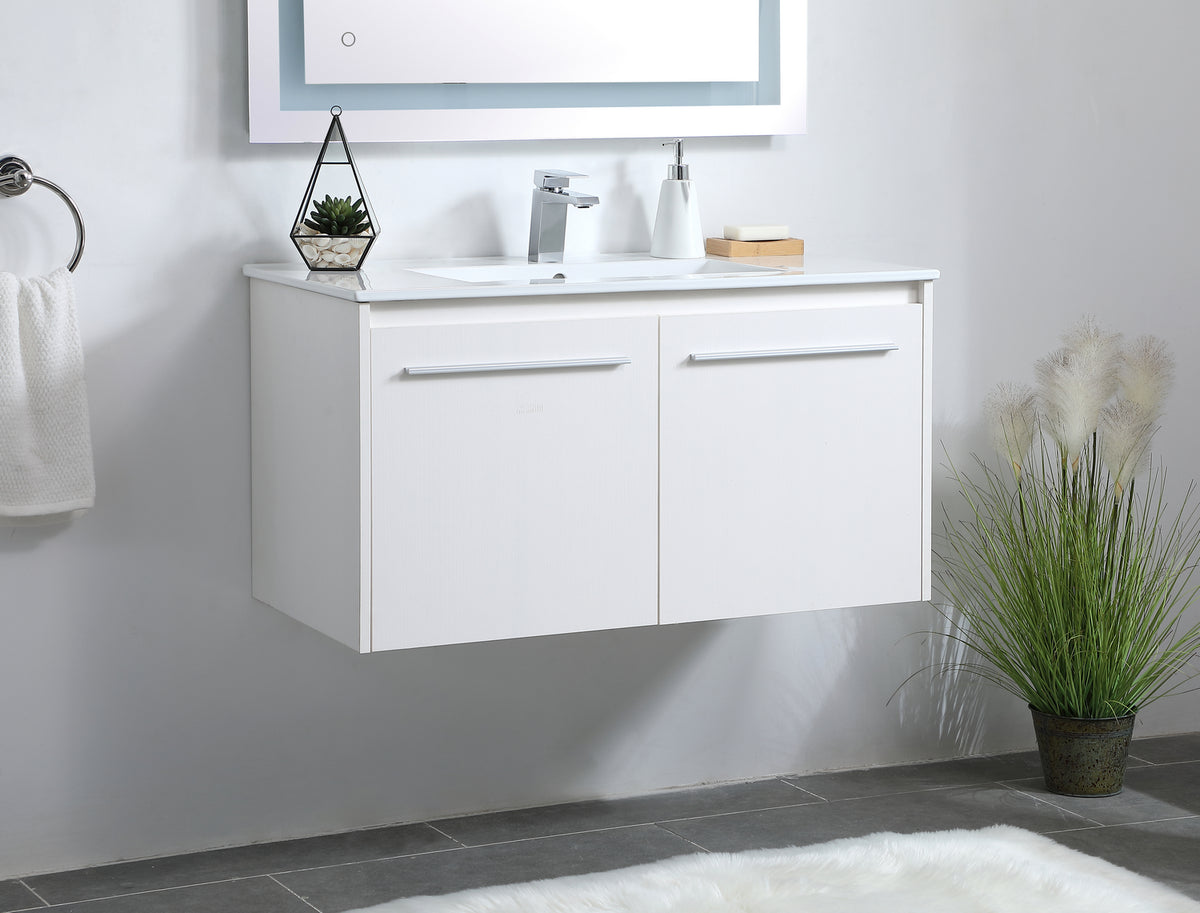 Elegant Lighting - VF44036WH - Single Bathroom Floating Vanity - Rasina - White