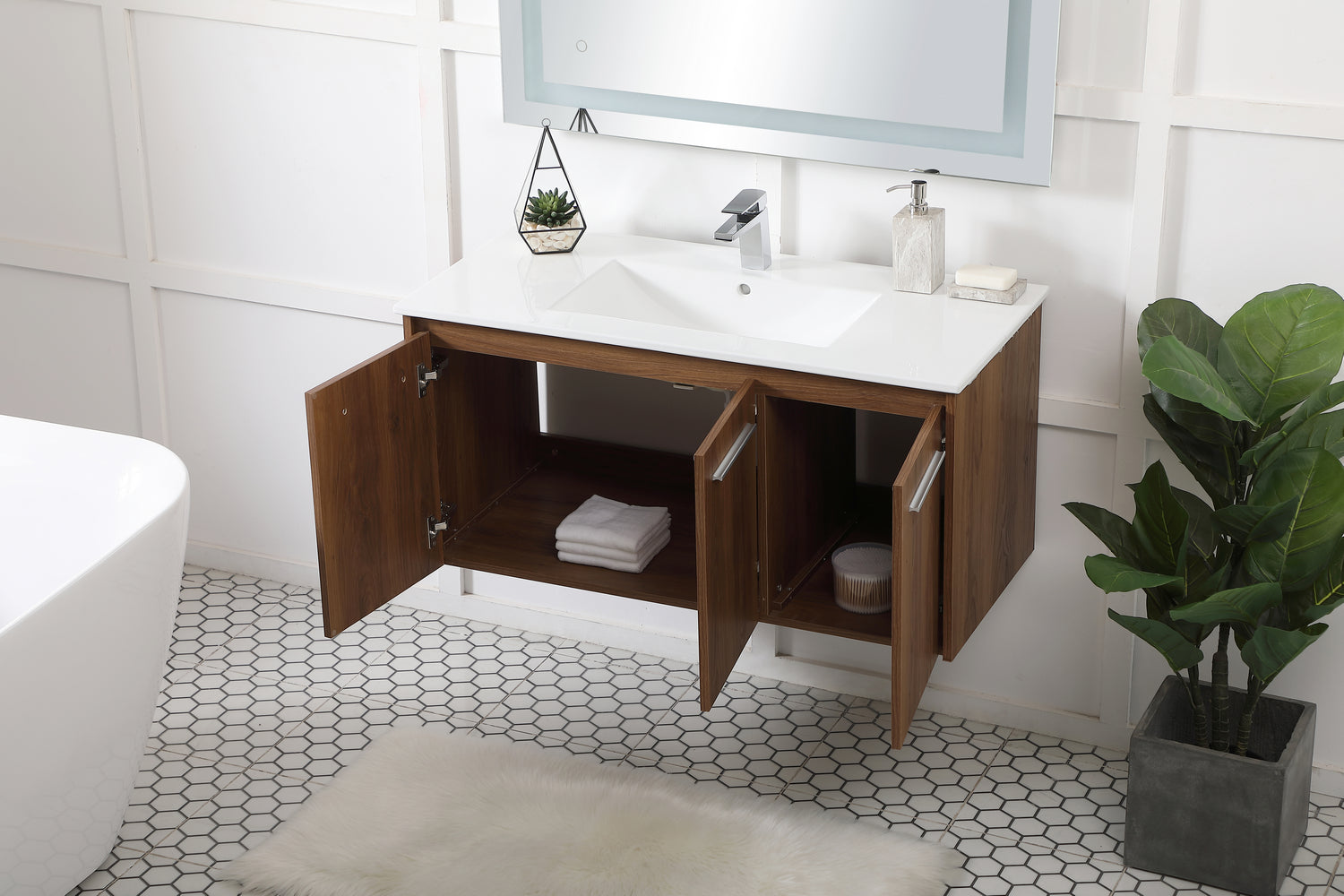 Elegant Lighting - VF44040WB - Single Bathroom Floating Vanity - Rasina - Walnut Brown