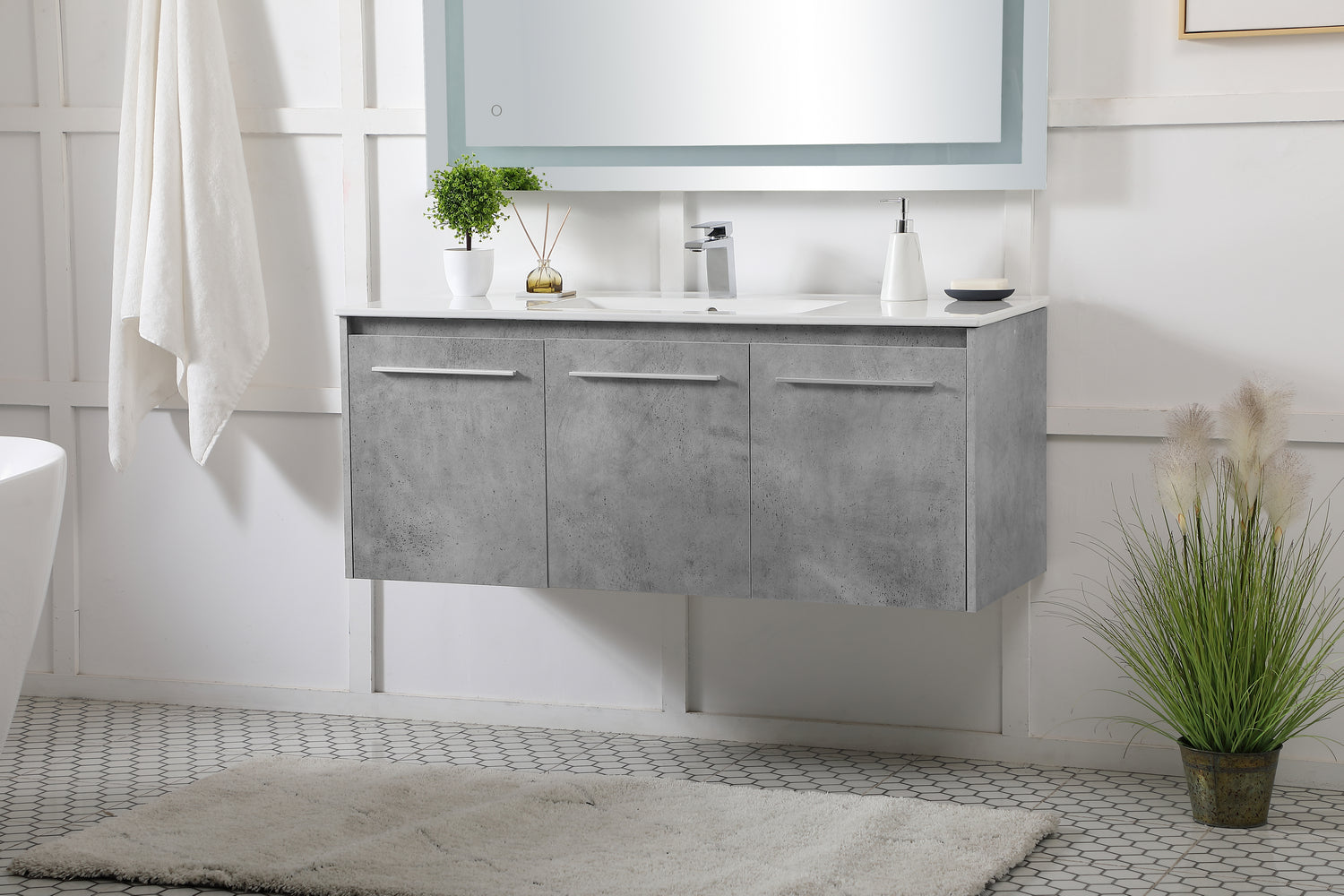 Elegant Lighting - VF44048CG - Single Bathroom Floating Vanity - Rasina - Concrete Grey