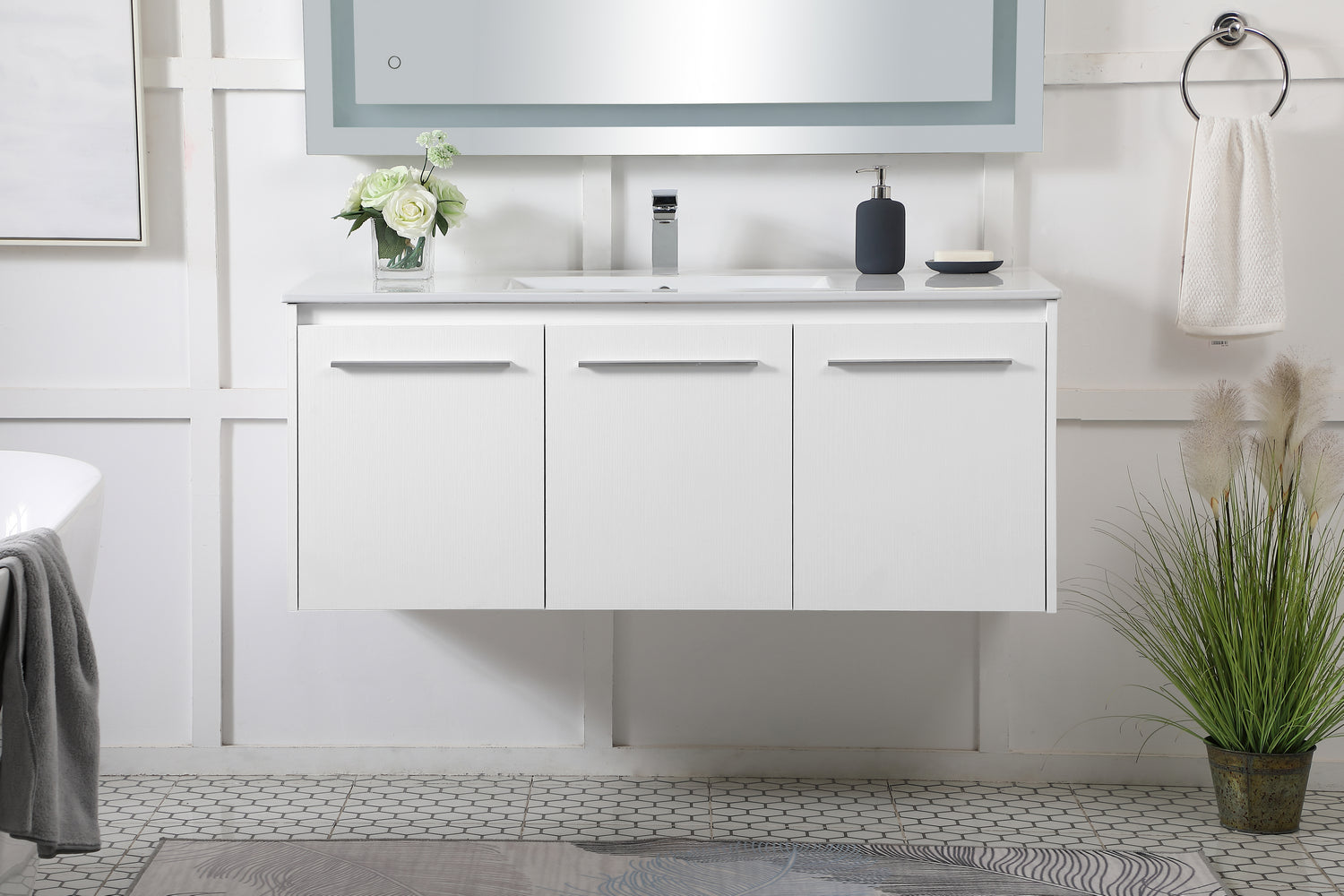 Elegant Lighting - VF44048WH - Single Bathroom Floating Vanity - Rasina - White