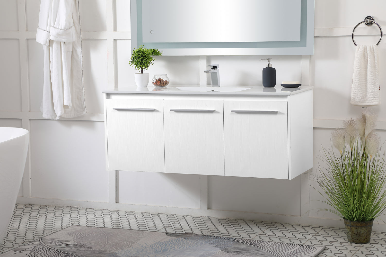 Elegant Lighting - VF44048WH - Single Bathroom Floating Vanity - Rasina - White