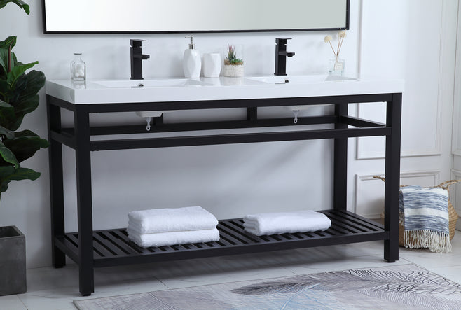 Elegant Lighting - VF14060DBK - Double Bathroom Vanity - Raya - black