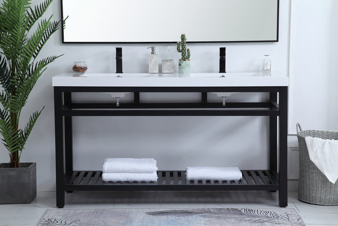 Elegant Lighting - VF14060DBK - Double Bathroom Vanity - Raya - black