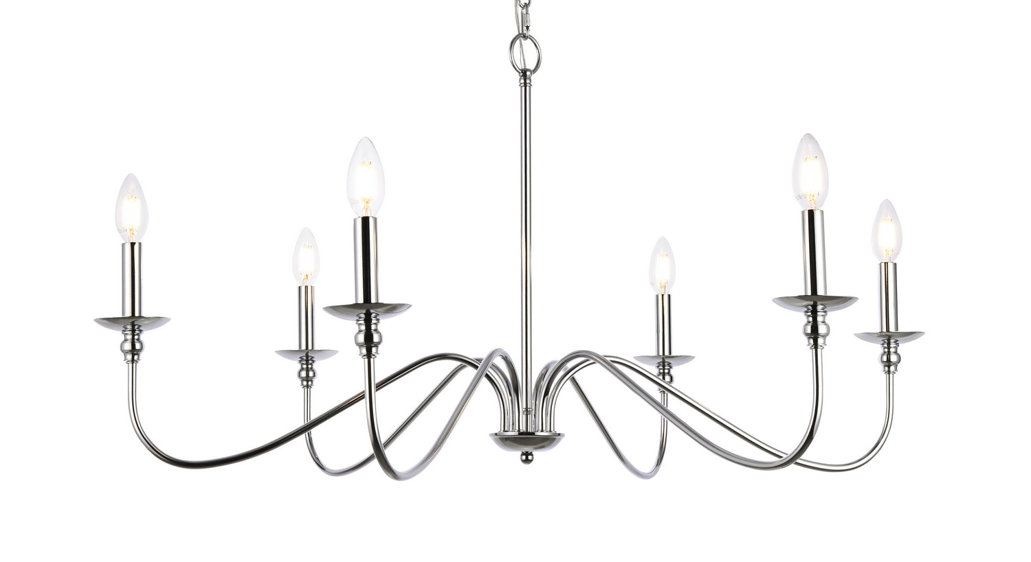 Elegant Lighting - LD5006D36PN - Six Lights Chandelier - Rohan - Polished Nickel