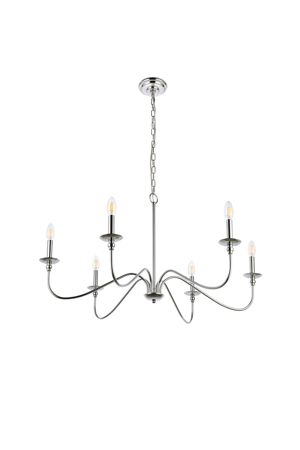 Elegant Lighting - LD5006D36PN - Six Lights Chandelier - Rohan - Polished Nickel