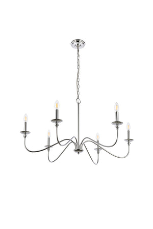 Elegant Lighting - LD5006D36PN - Six Lights Chandelier - Rohan - Polished Nickel