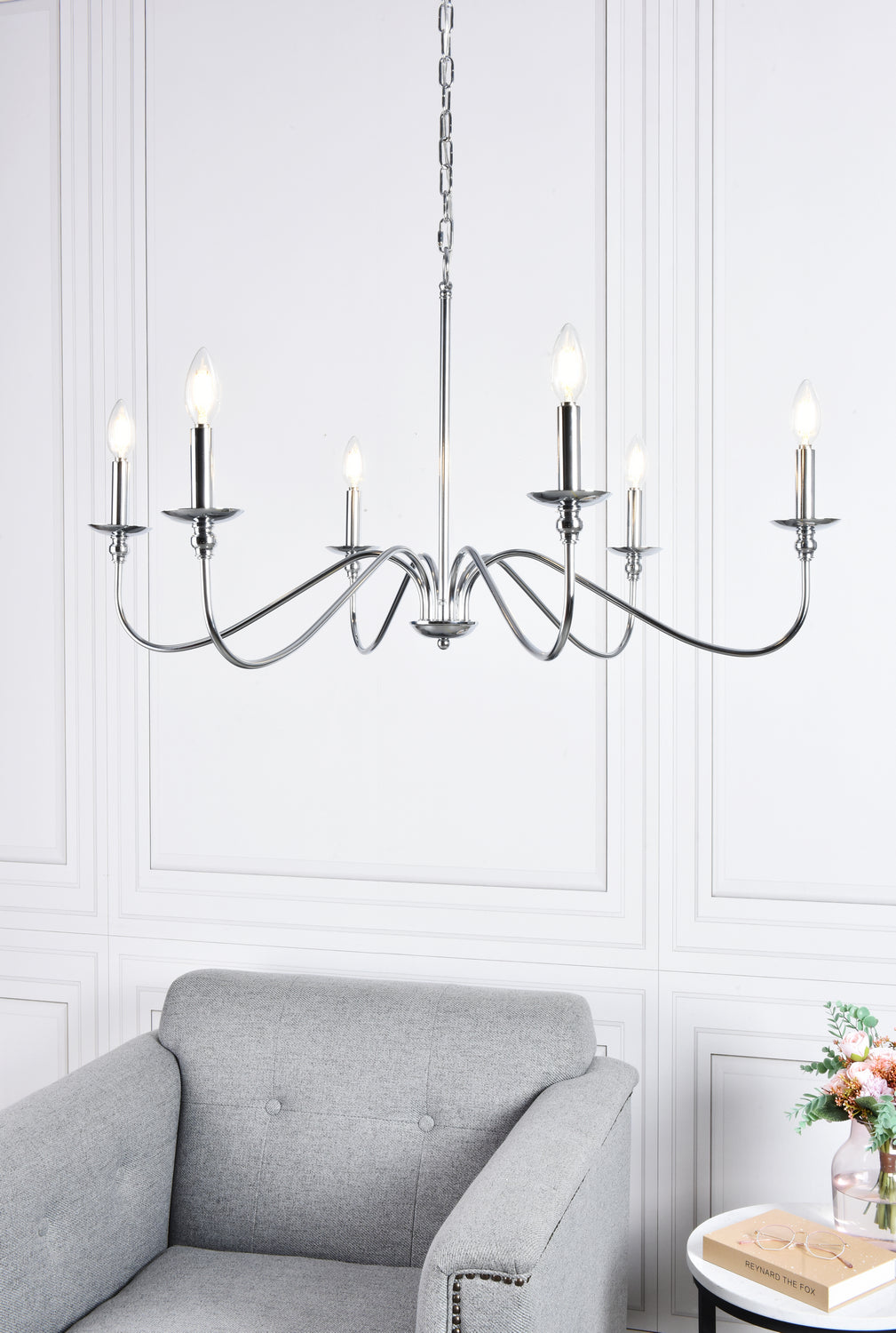 Elegant Lighting - LD5006D36PN - Six Lights Chandelier - Rohan - Polished Nickel