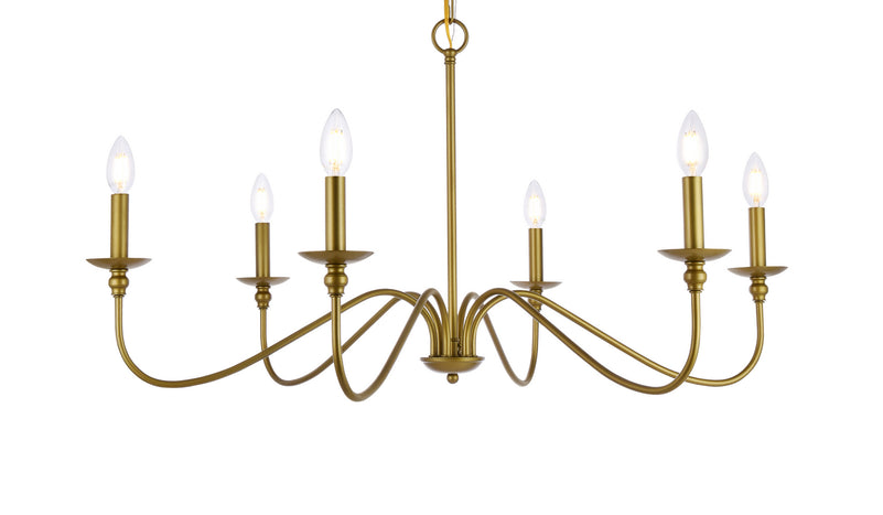 Elegant Lighting - LD5006D36BR - Six Lights Chandelier - Rohan - Brass