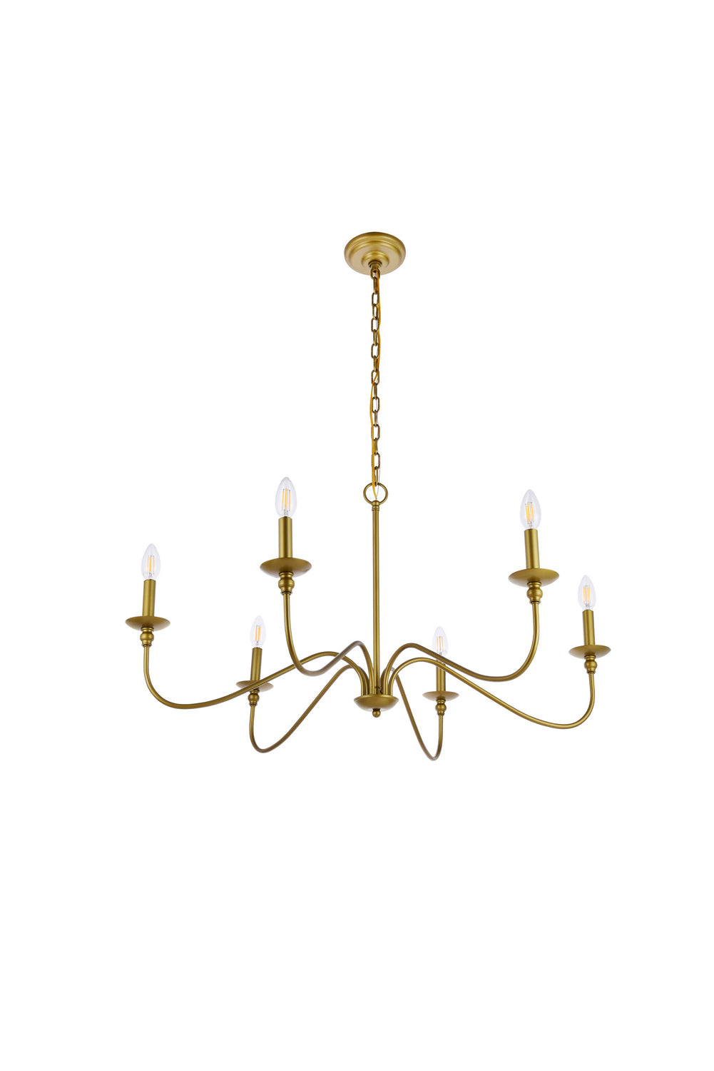 Elegant Lighting - LD5006D36BR - Six Lights Chandelier - Rohan - Brass