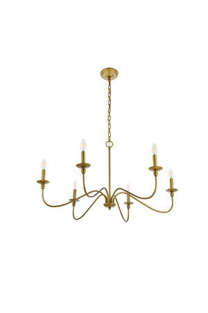 Elegant Lighting - LD5006D36BR - Six Lights Chandelier - Rohan - Brass