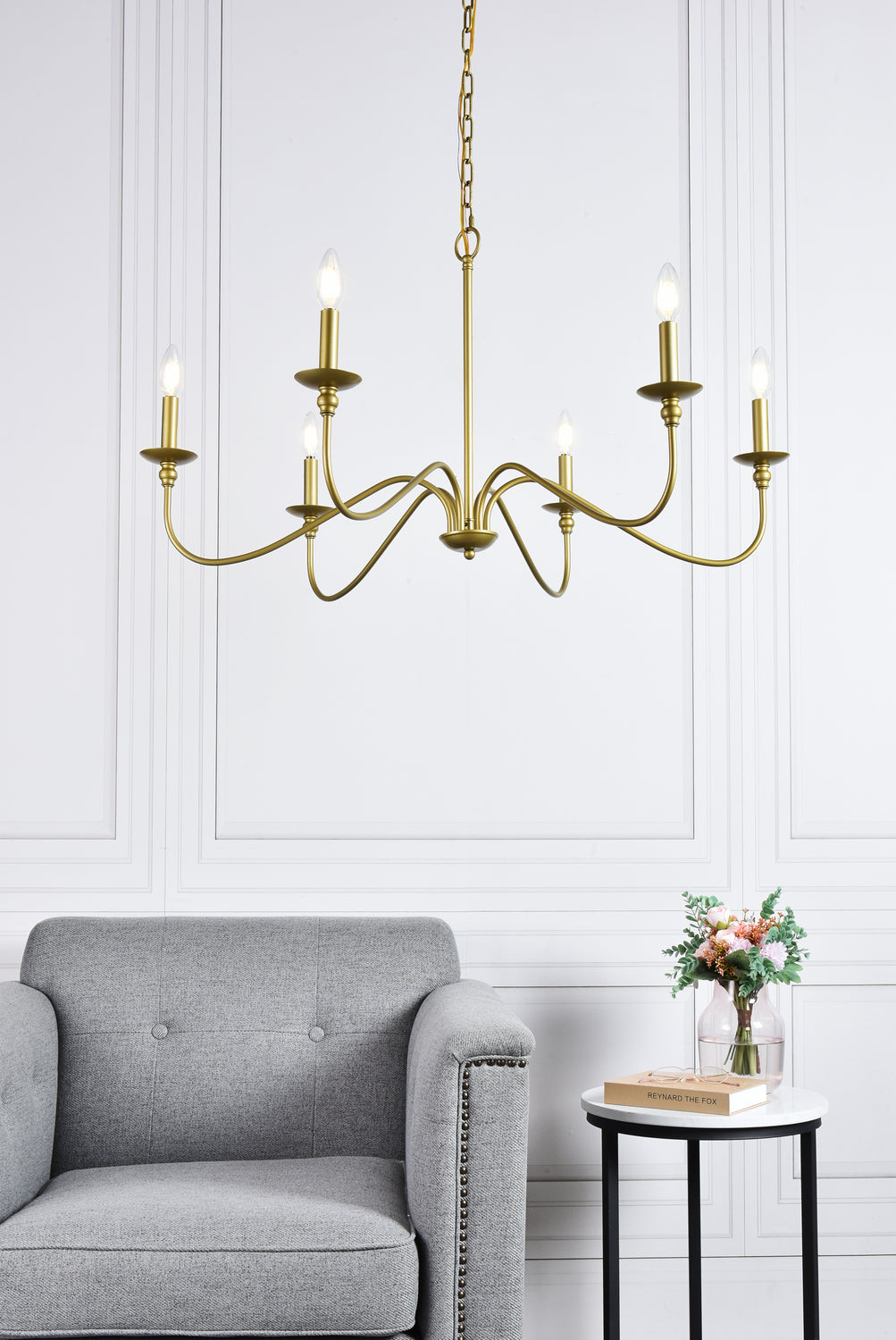 Elegant Lighting - LD5006D36BR - Six Lights Chandelier - Rohan - Brass