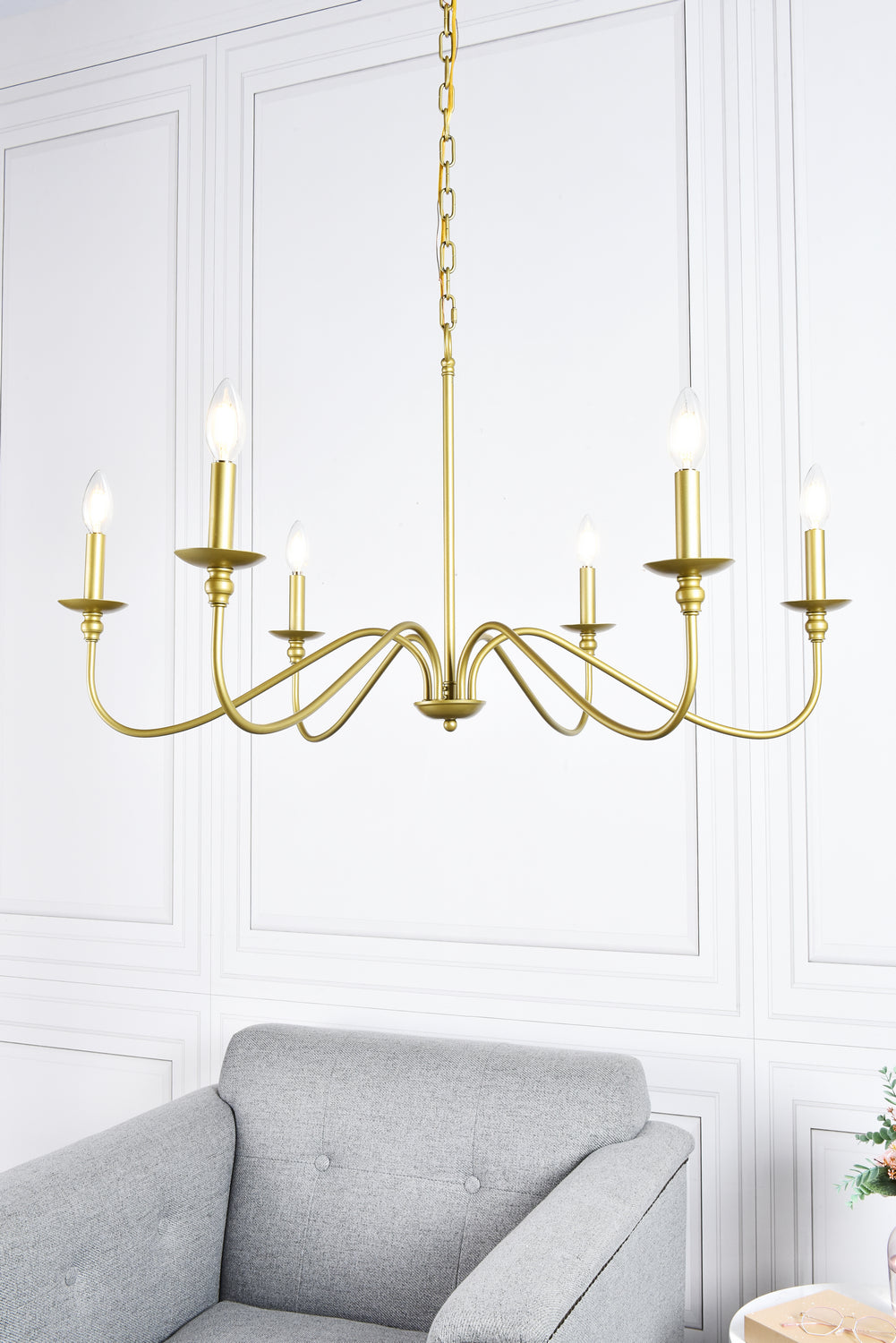 Elegant Lighting - LD5006D36BR - Six Lights Chandelier - Rohan - Brass