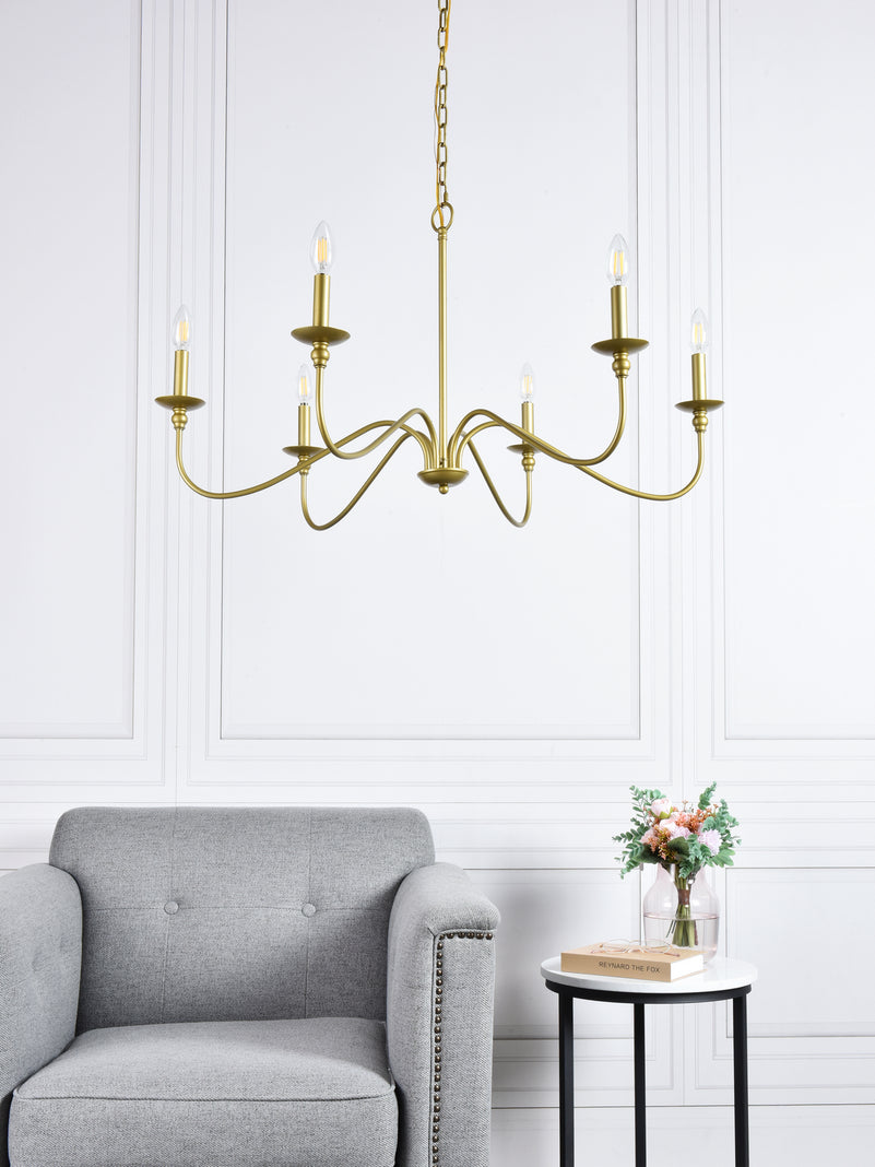 Elegant Lighting - LD5006D36BR - Six Lights Chandelier - Rohan - Brass