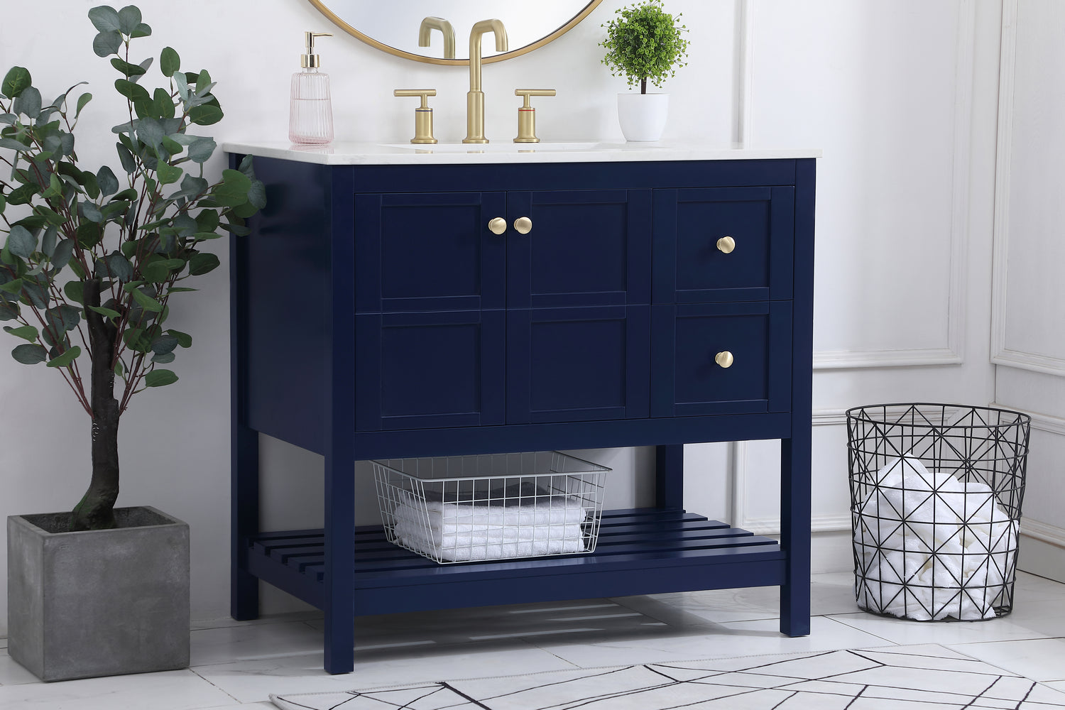 Elegant Lighting - VF16436BL - Single Bathroom Vanity - Theo - Blue