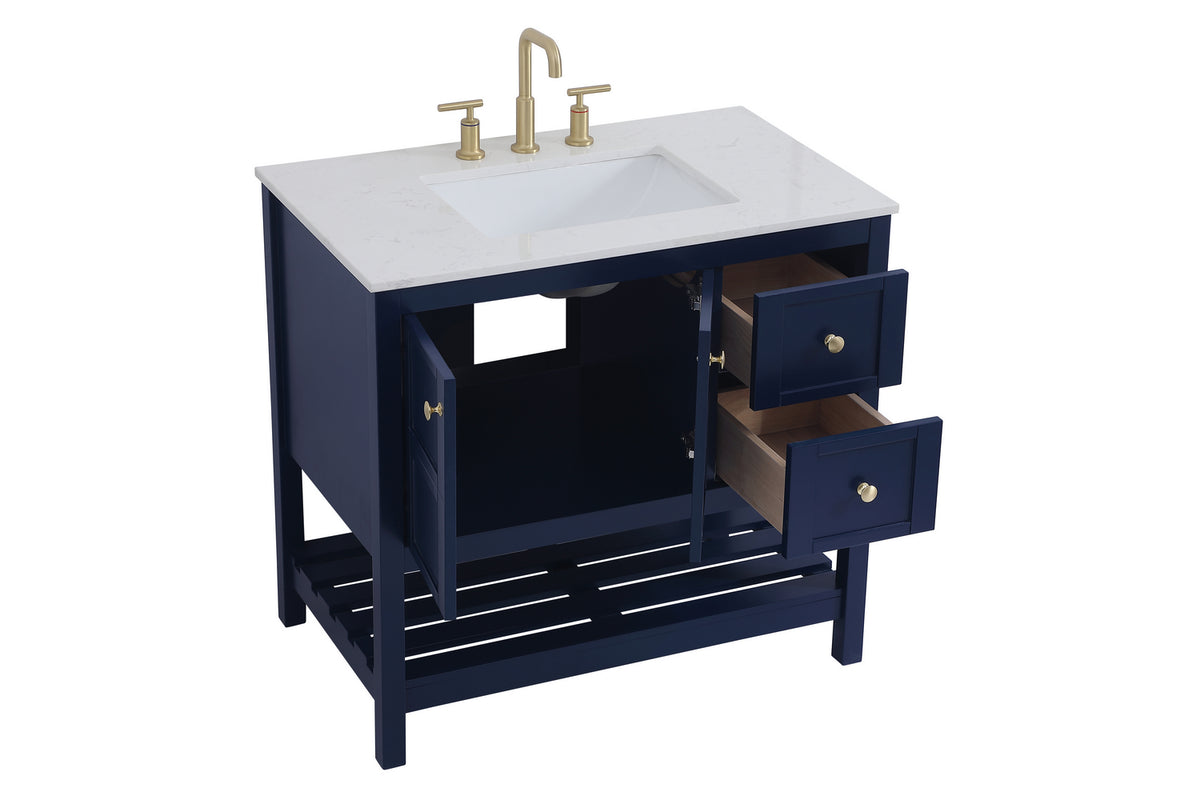 Elegant Lighting - VF16436BL - Single Bathroom Vanity - Theo - Blue