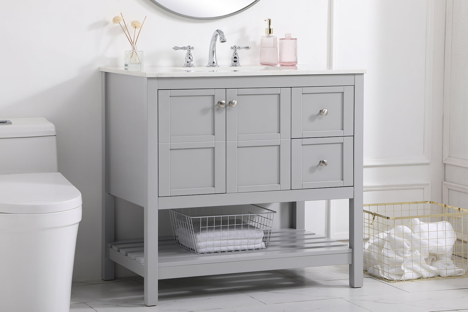 Elegant Lighting - VF16436GR - Single Bathroom Vanity - Theo - Gray