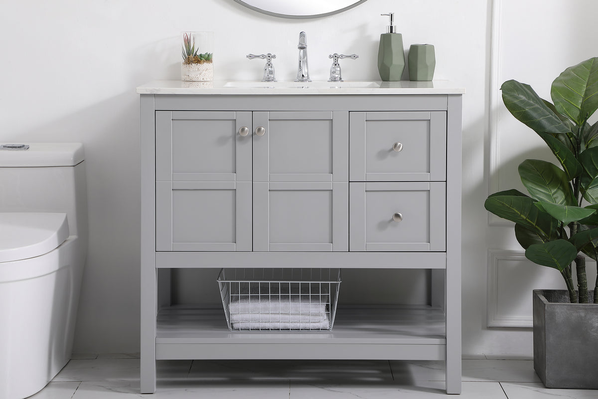 Elegant Lighting - VF16436GR - Single Bathroom Vanity - Theo - Gray