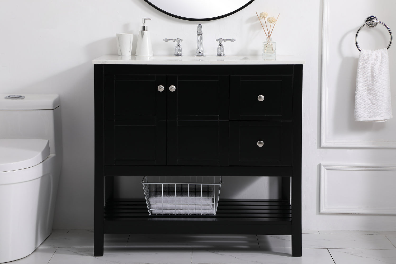 Elegant Lighting - VF16436BK - Single Bathroom Vanity - Theo - Black