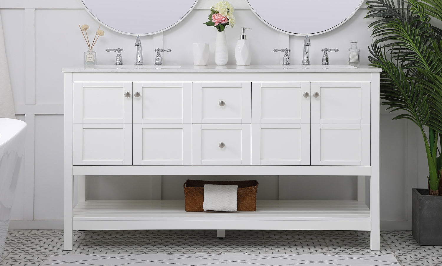 Elegant Lighting - VF16460DWH - Single Bathroom Vanity - Theo - White