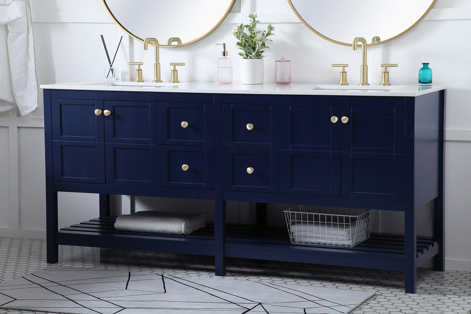 Elegant Lighting - VF16472DBL - Double Bathroom Vanity - Theo - Blue