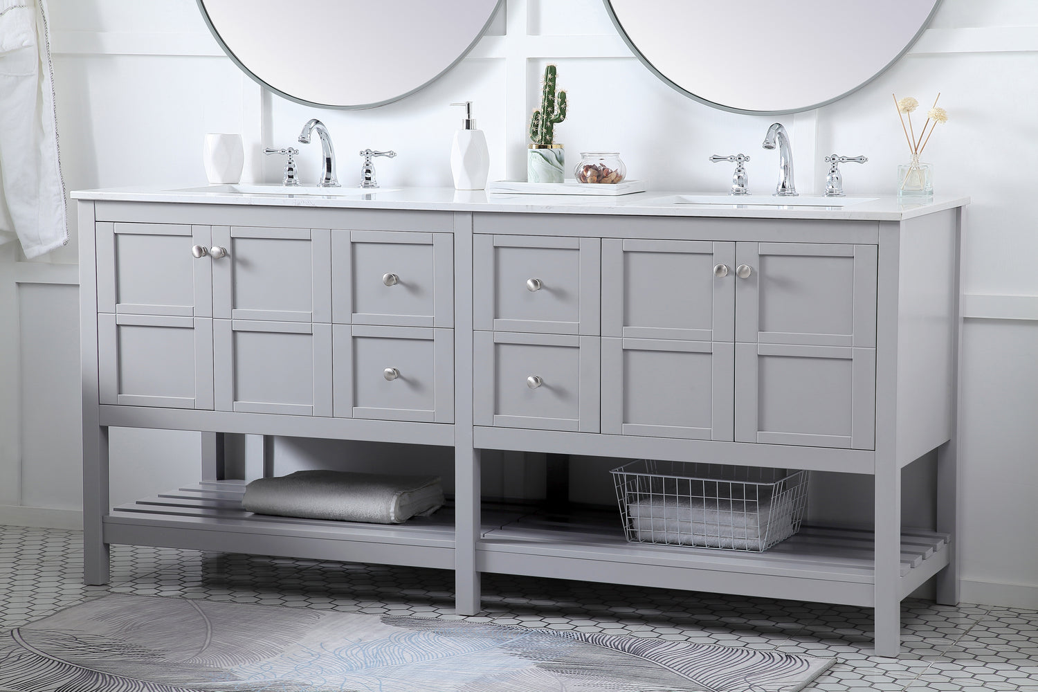 Elegant Lighting - VF16472DGR - Double Bathroom Vanity - Theo - Gray