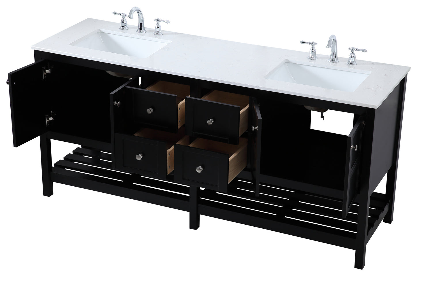 Elegant Lighting - VF16472DBK - Double Bathroom Vanity - Theo - Black