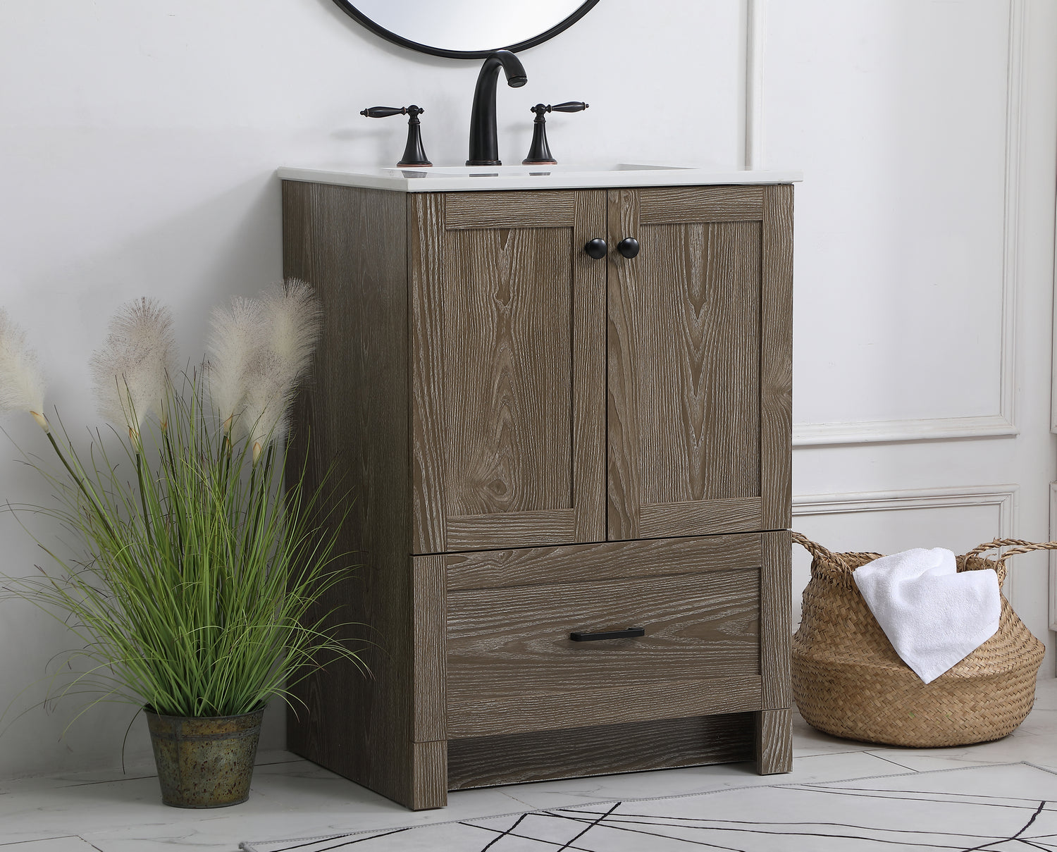 Elegant Lighting - VF2824WO - Single Bathroom Vanity - Soma - Weathered Oak