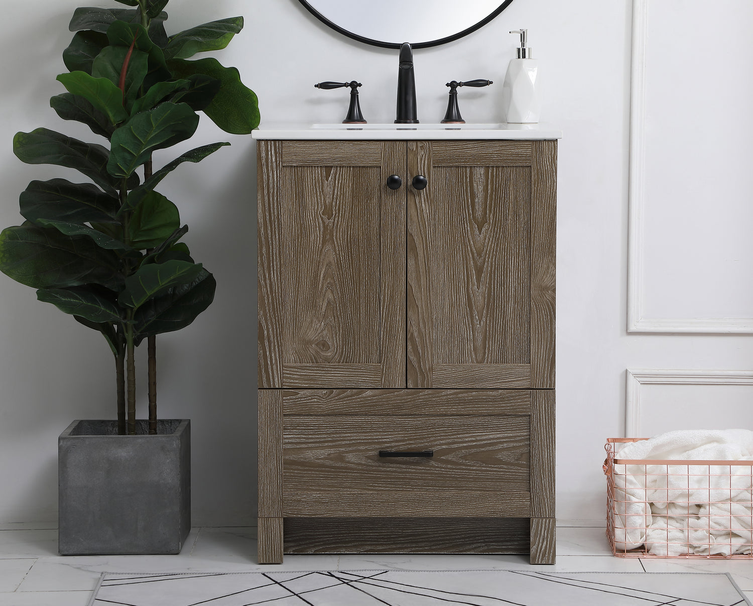 Elegant Lighting - VF2824WO - Single Bathroom Vanity - Soma - Weathered Oak