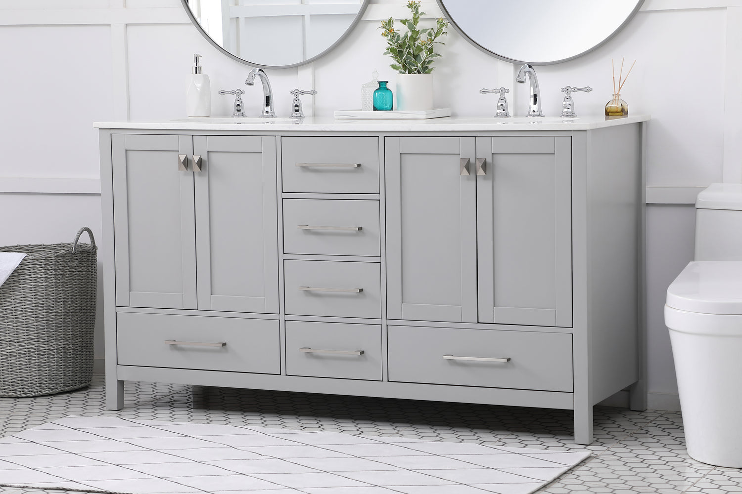 Elegant Lighting - VF18860DGR - Double Bathroom Vanity - Irene - Gray