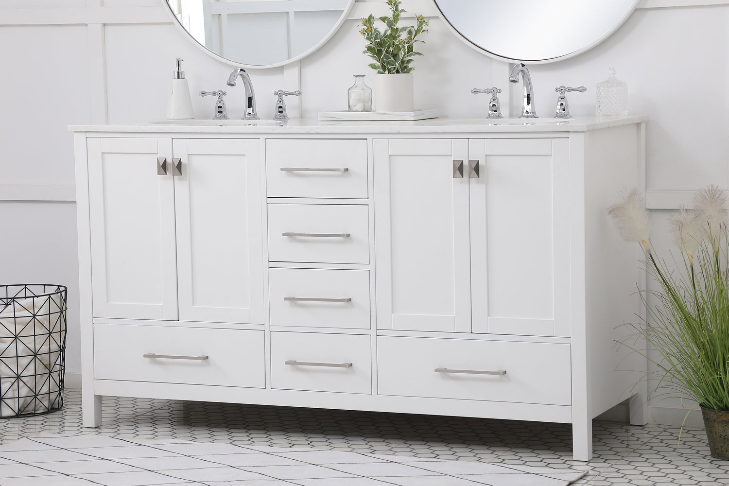 Elegant Lighting - VF18860DWH - Double Bathroom Vanity - Irene - White