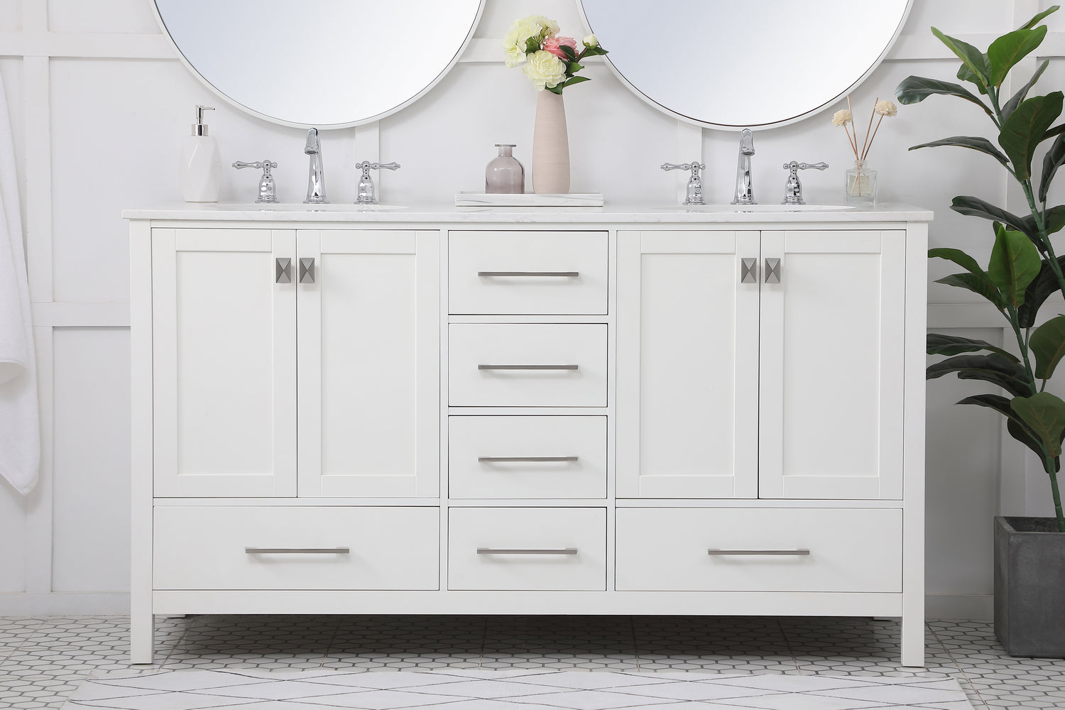 Elegant Lighting - VF18860DWH - Double Bathroom Vanity - Irene - White