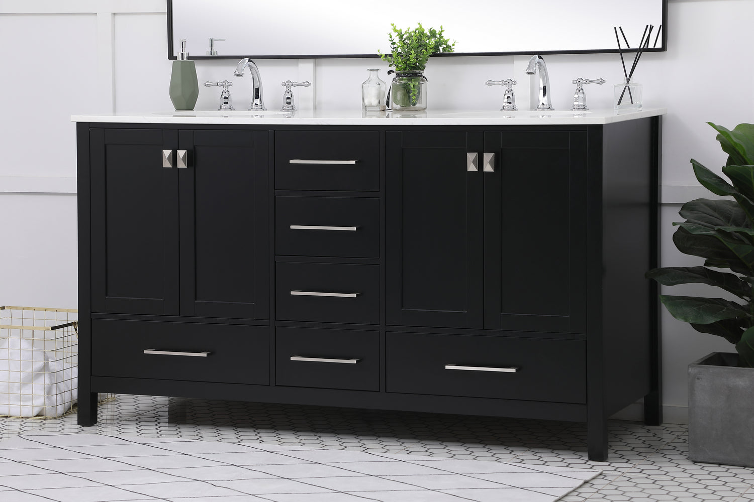 Elegant Lighting - VF18860DBK - Double Bathroom Vanity - Irene - Black