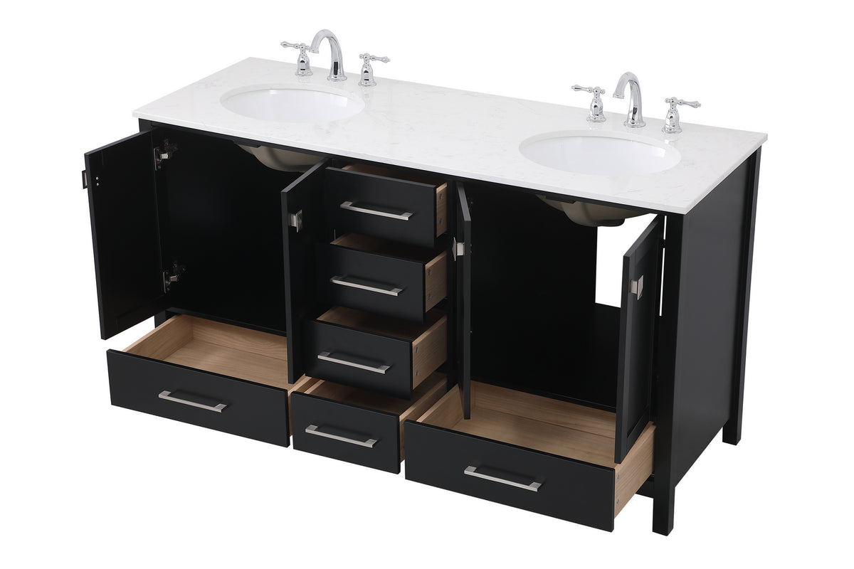 Elegant Lighting - VF18860DBK - Double Bathroom Vanity - Irene - Black