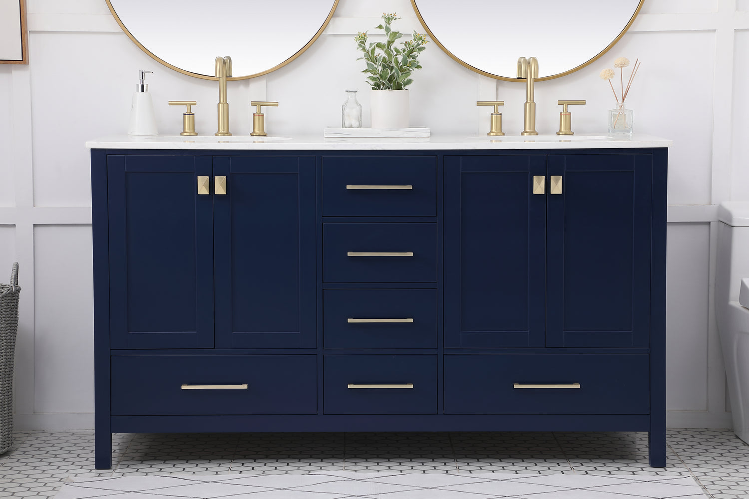 Elegant Lighting - VF18860DBL - Double Bathroom Vanity - Irene - Blue