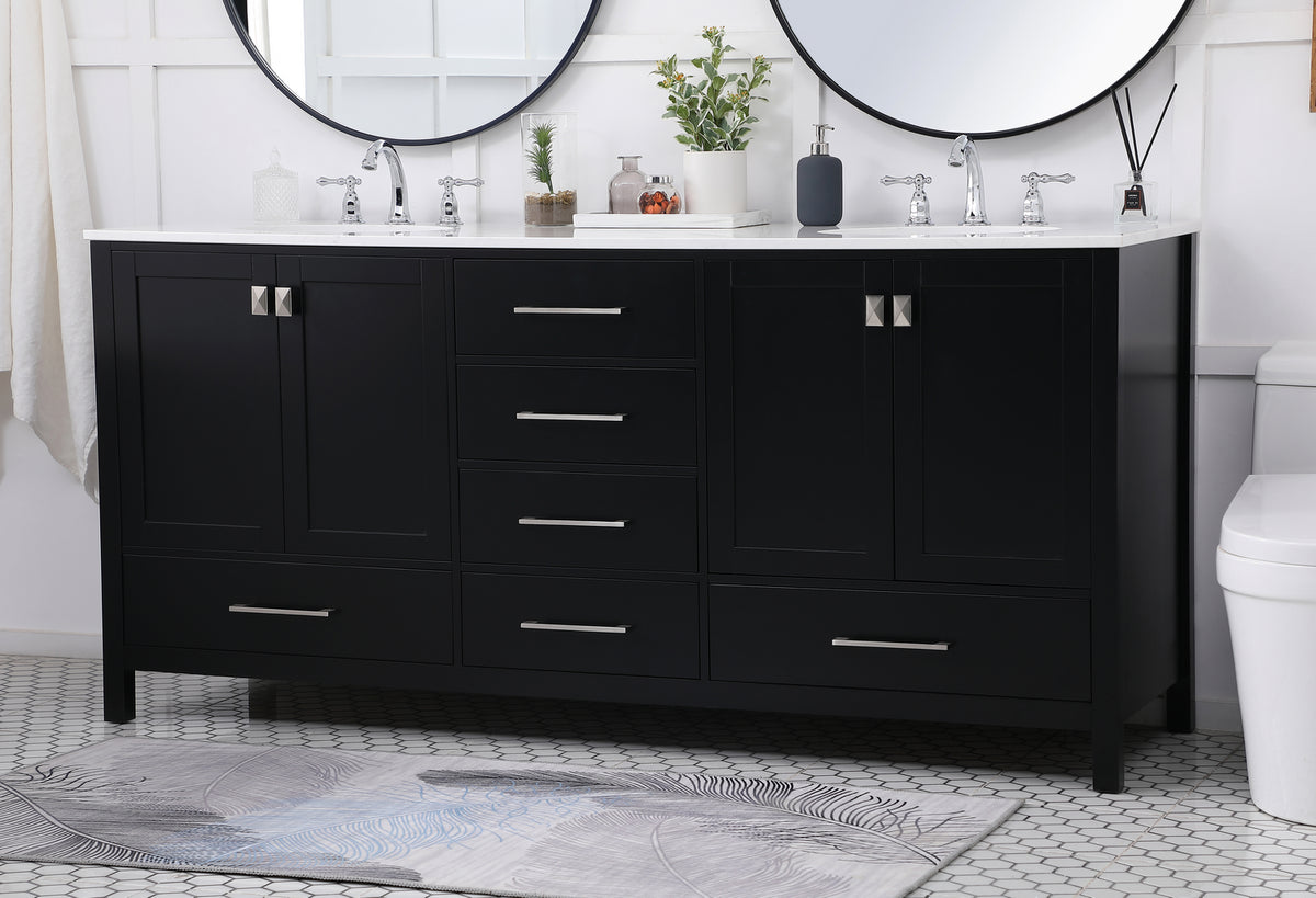 Elegant Lighting - VF18872DBK - Double Bathroom Vanity - Irene - Black