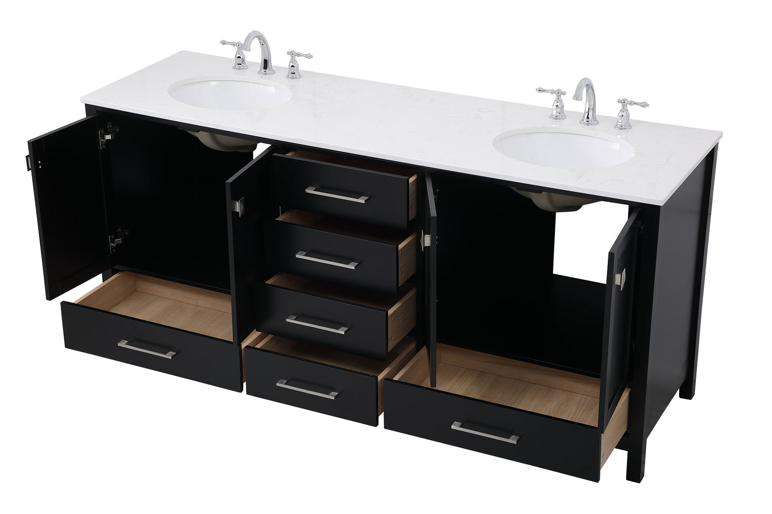 Elegant Lighting - VF18872DBK - Double Bathroom Vanity - Irene - Black