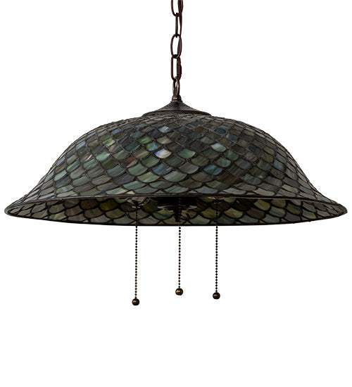 Meyda Tiffany - 153229 - Three Light Pendant - Tiffany Fishscale - Mahogany Bronze