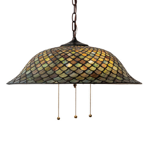 Meyda Tiffany - 153229 - Three Light Pendant - Tiffany Fishscale - Mahogany Bronze