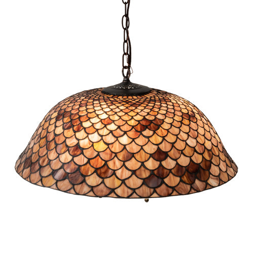 Meyda Tiffany - 231153 - Three Light Pendant - Tiffany Fishscale - Mahogany Bronze