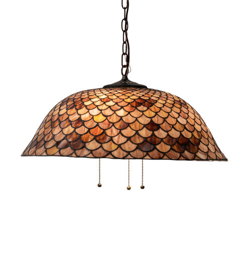 Meyda Tiffany - 231153 - Three Light Pendant - Tiffany Fishscale - Mahogany Bronze