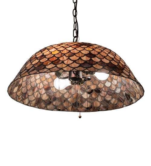 Meyda Tiffany - 231153 - Three Light Pendant - Tiffany Fishscale - Mahogany Bronze