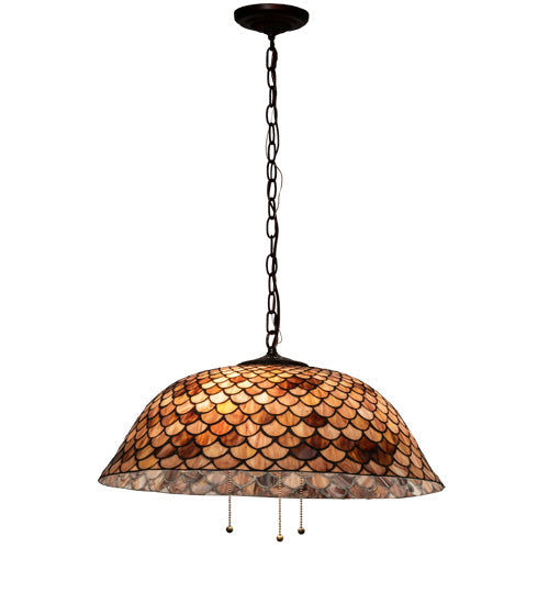 Meyda Tiffany - 231153 - Three Light Pendant - Tiffany Fishscale - Mahogany Bronze