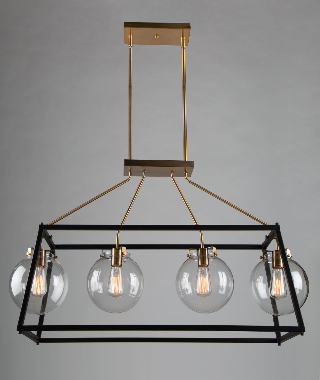 Artcraft - AC11604VB - Four Light Island Pendant - Bridgetown - Black & Harvest Brass