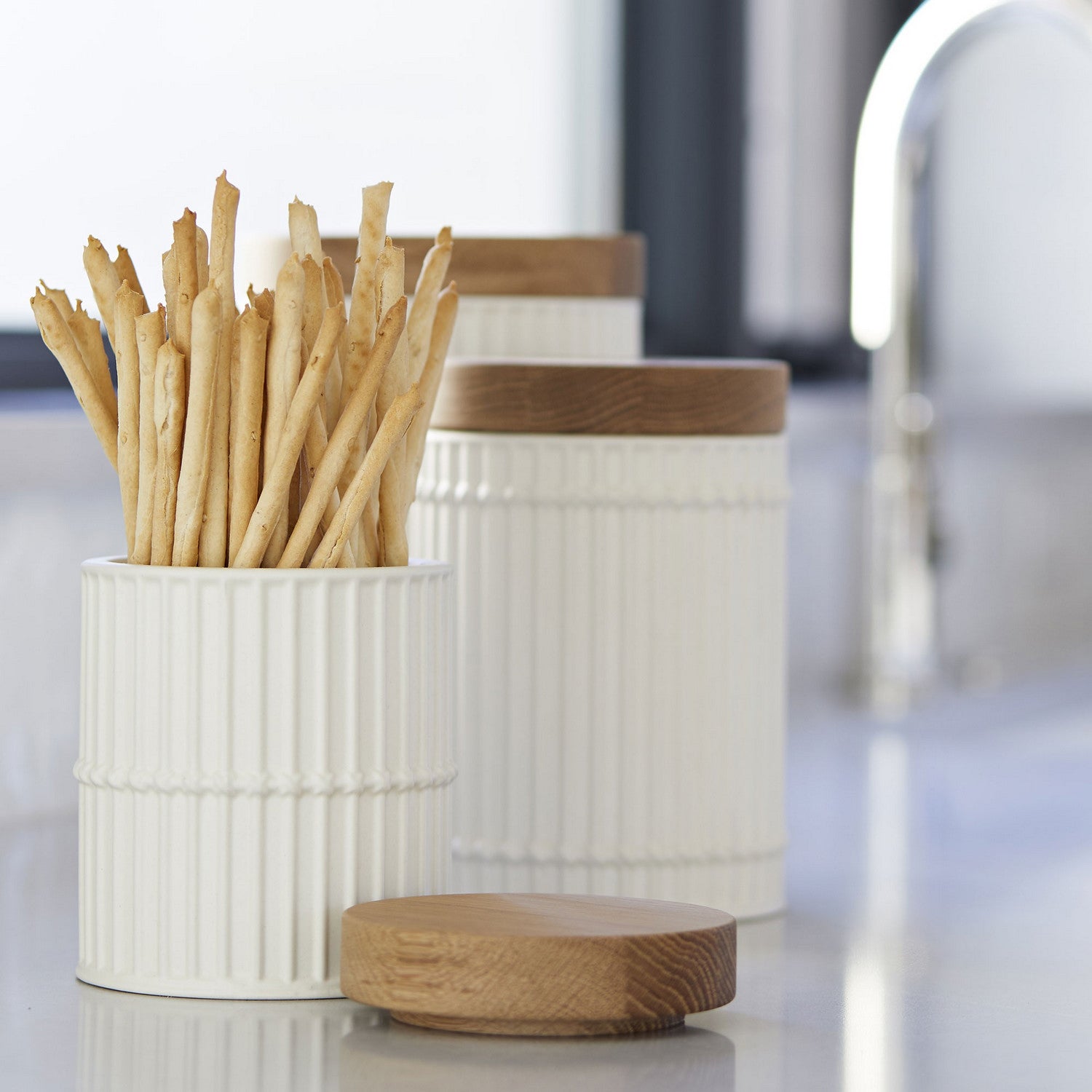 Arteriors - DW1000 - Canister, set of 3 - Palm - Matte Ivory